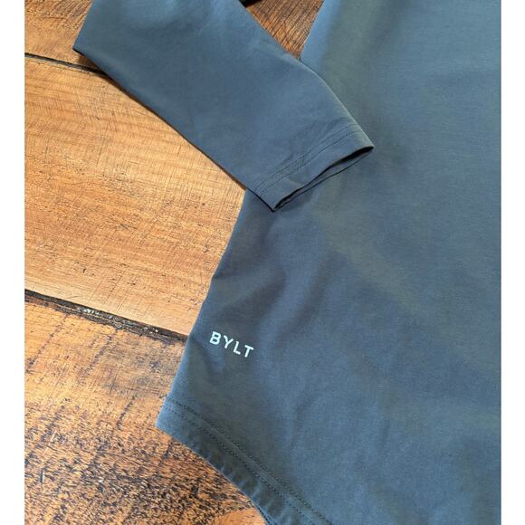 BYLT Mens Premium Basics Lux Drop Cut Long Sleeve Gray Shirt Size Medium - Picture 2 of 6